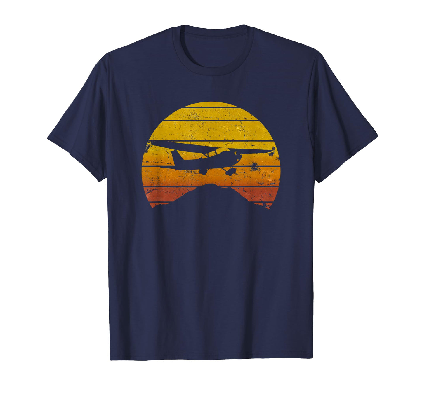 172 Skyhawk Mountain Sunrise Private Pilot Aeroplane Vintage T-Shirt