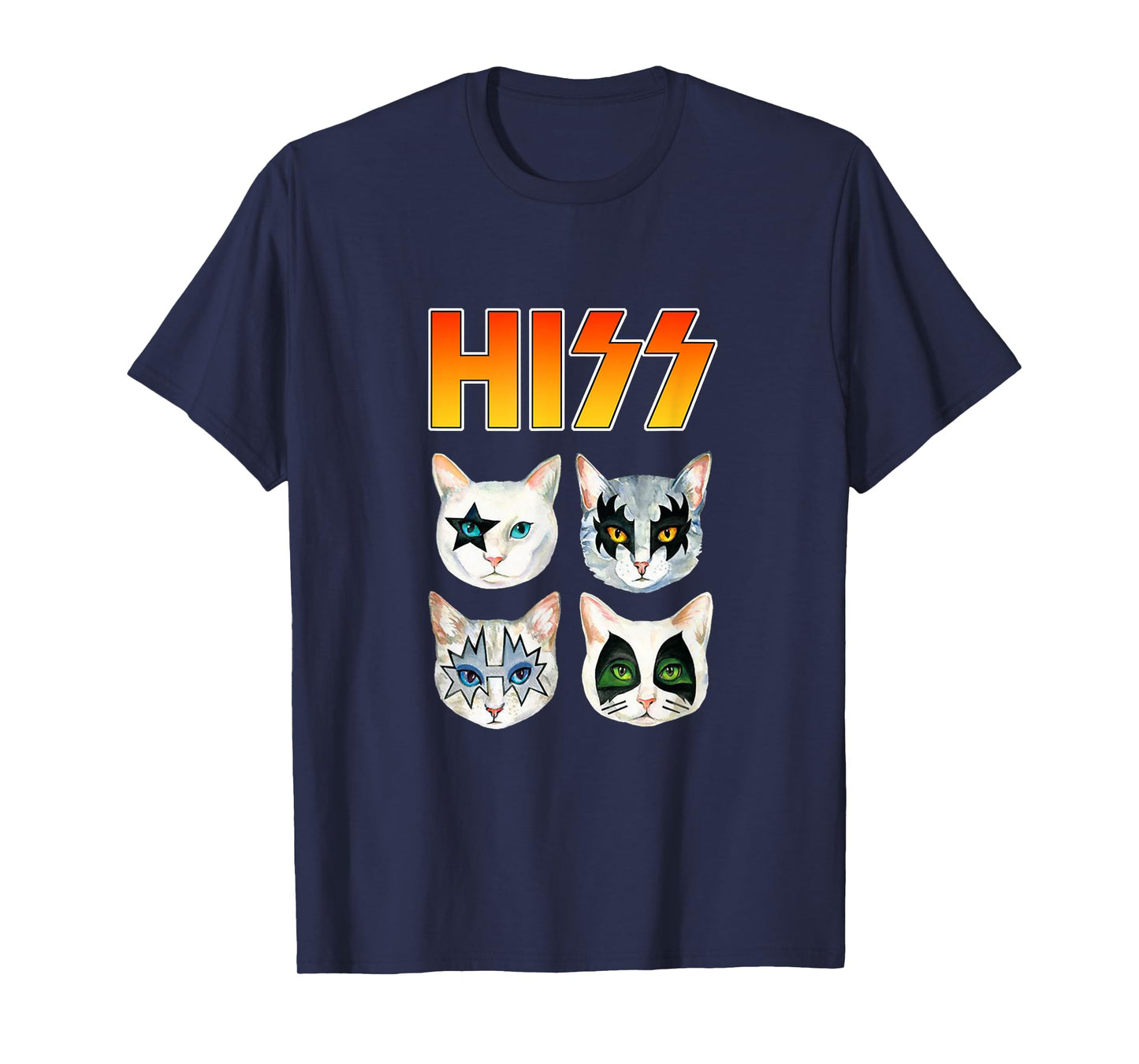 HISS Cat Kitten Meow Rocker Parody Band Funny Cat Lover Men Women Girls Kids T-Shirt