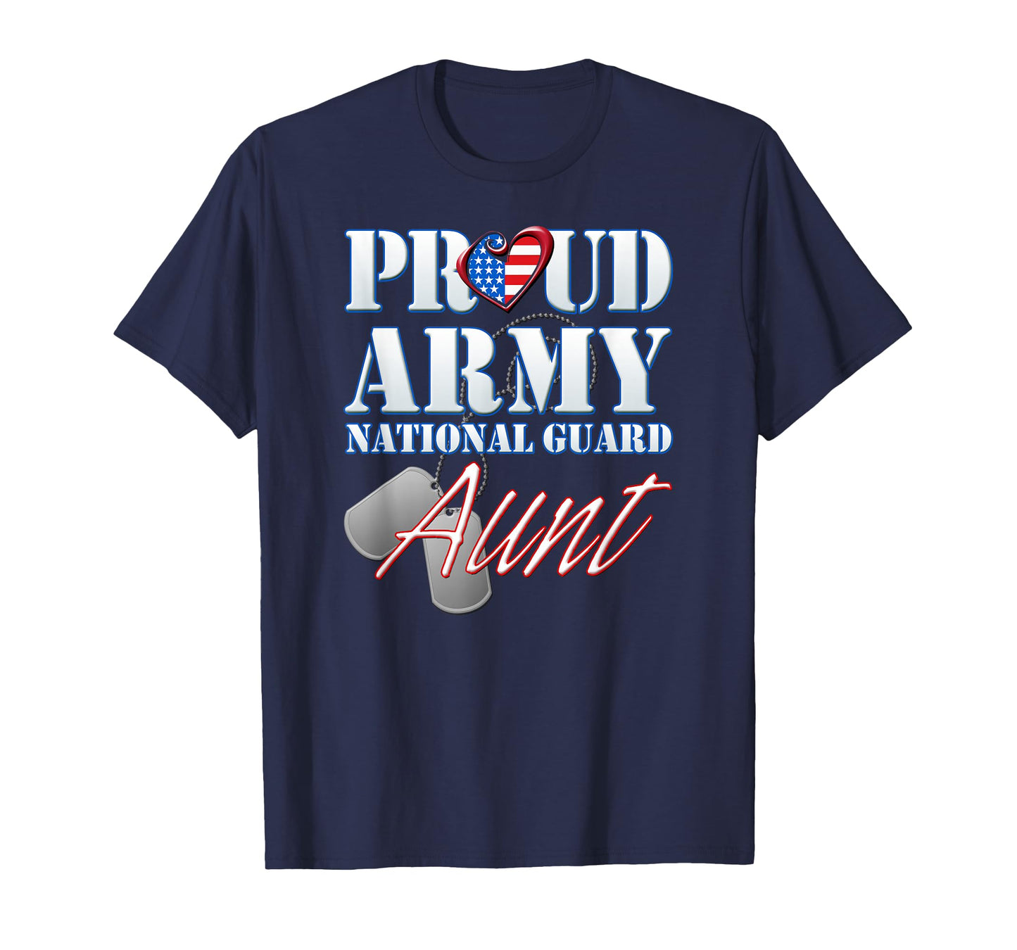 Proud Army National Guard Aunt USA Heart Flag Shirt T-Shirt