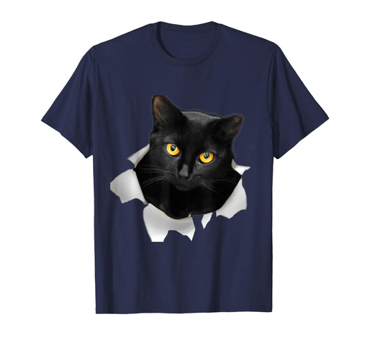 Cute Cat Torn Fabric Funny Cat T-Shirt