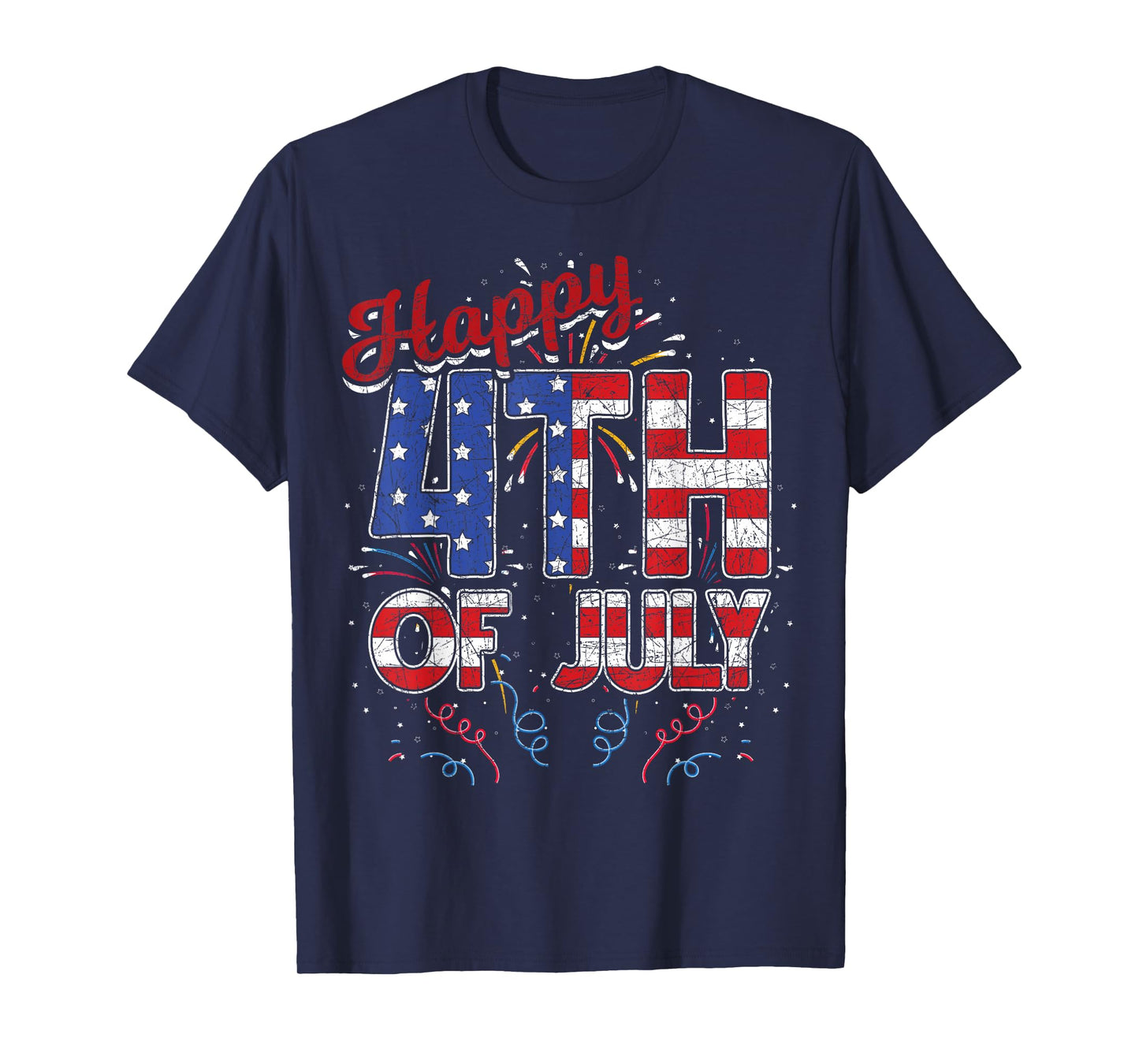 Fireworks Happy 4th of July US Flag American 4th of July T-Shirt