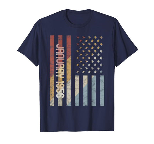 American Flag January 1956 Birthday Gift Retro USA T-Shirt
