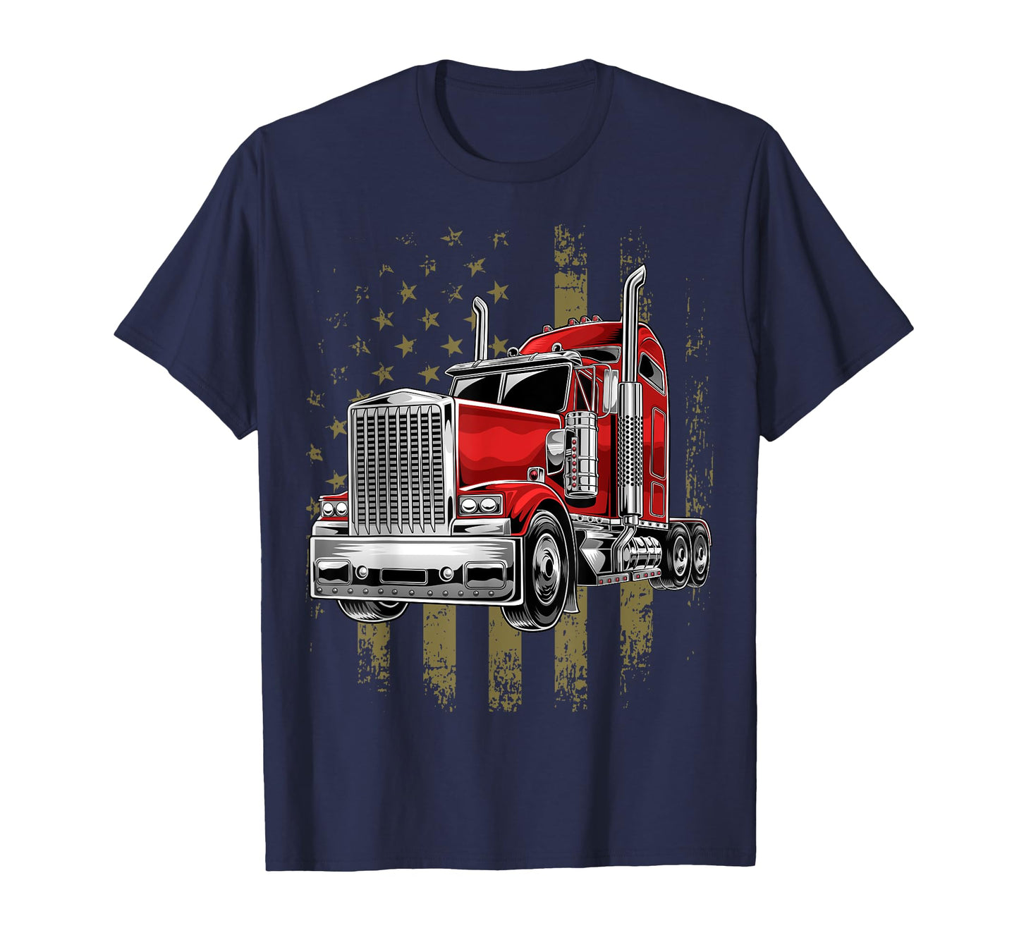Patriotic Truck Driver American Flag Shirt Trucker Gifts Men T-Shirt