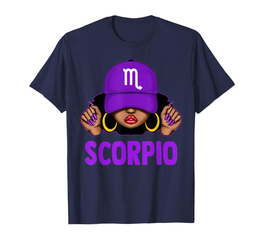 Scorpio Queen Black Woman Purple Cap It's My Birthday T-Shirt