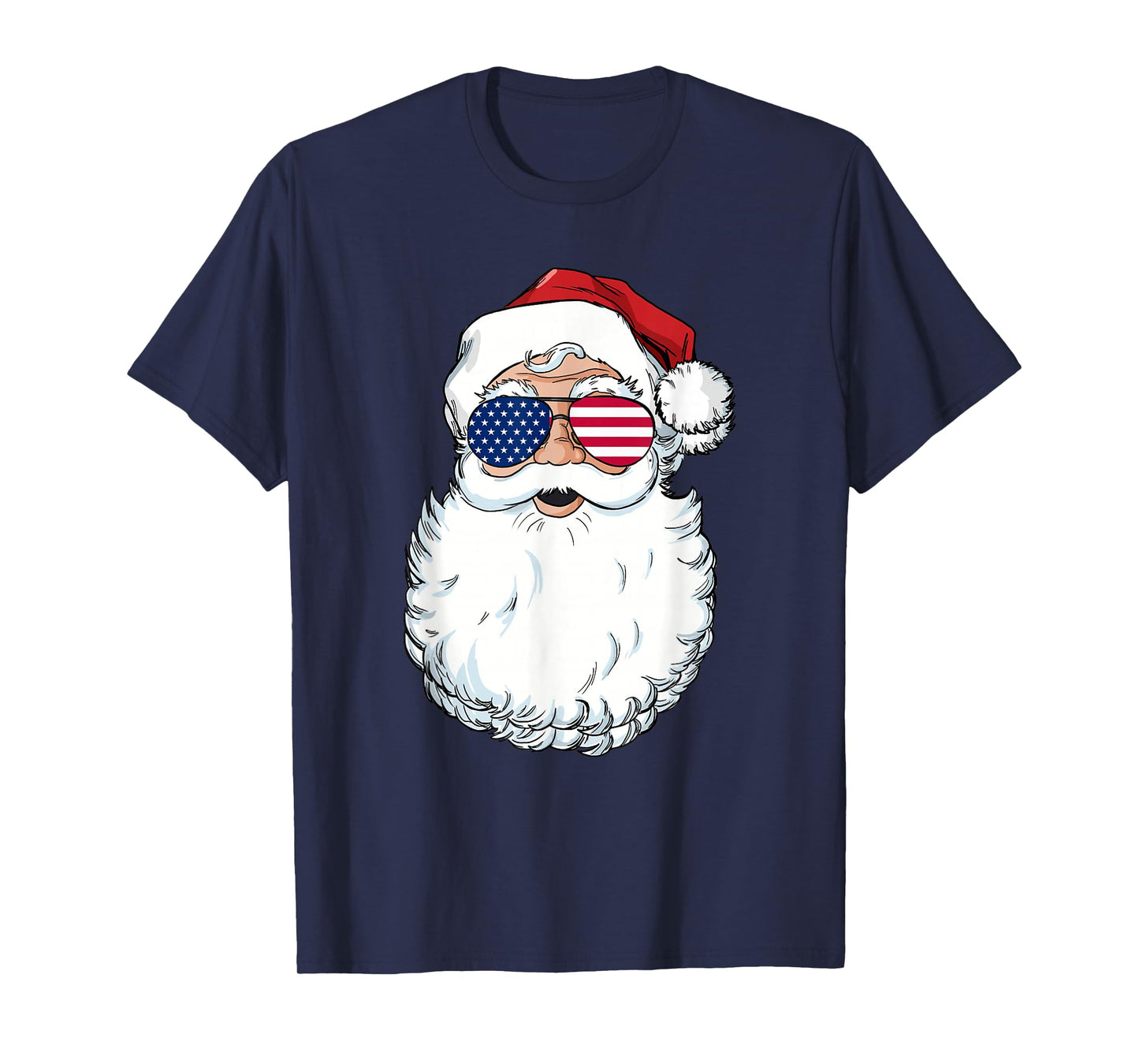 Santa Claus Patriotic USA Sunglasses Christmas in July Santa T-Shirt