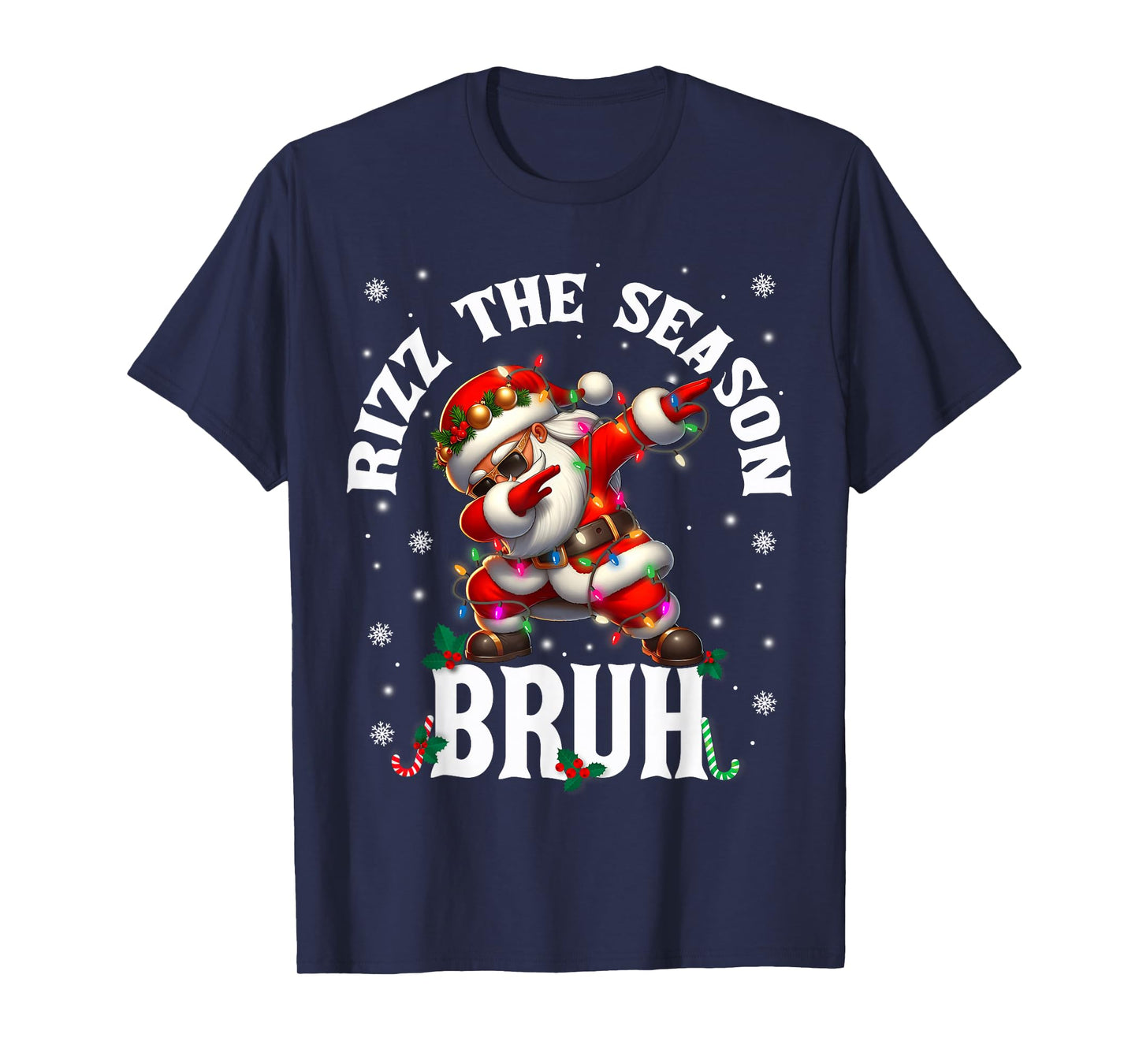 Rizz The Season Bruh Christmas Rizzmas Dabbing Santa Claus T-Shirt