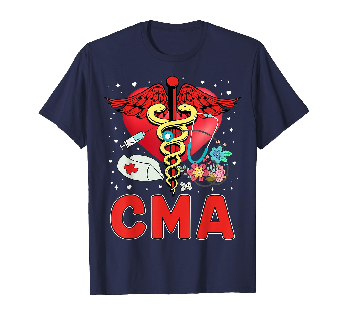 Cute CMA Shirt For Women Caduceus Stethoscope Heartbeat T-Shirt