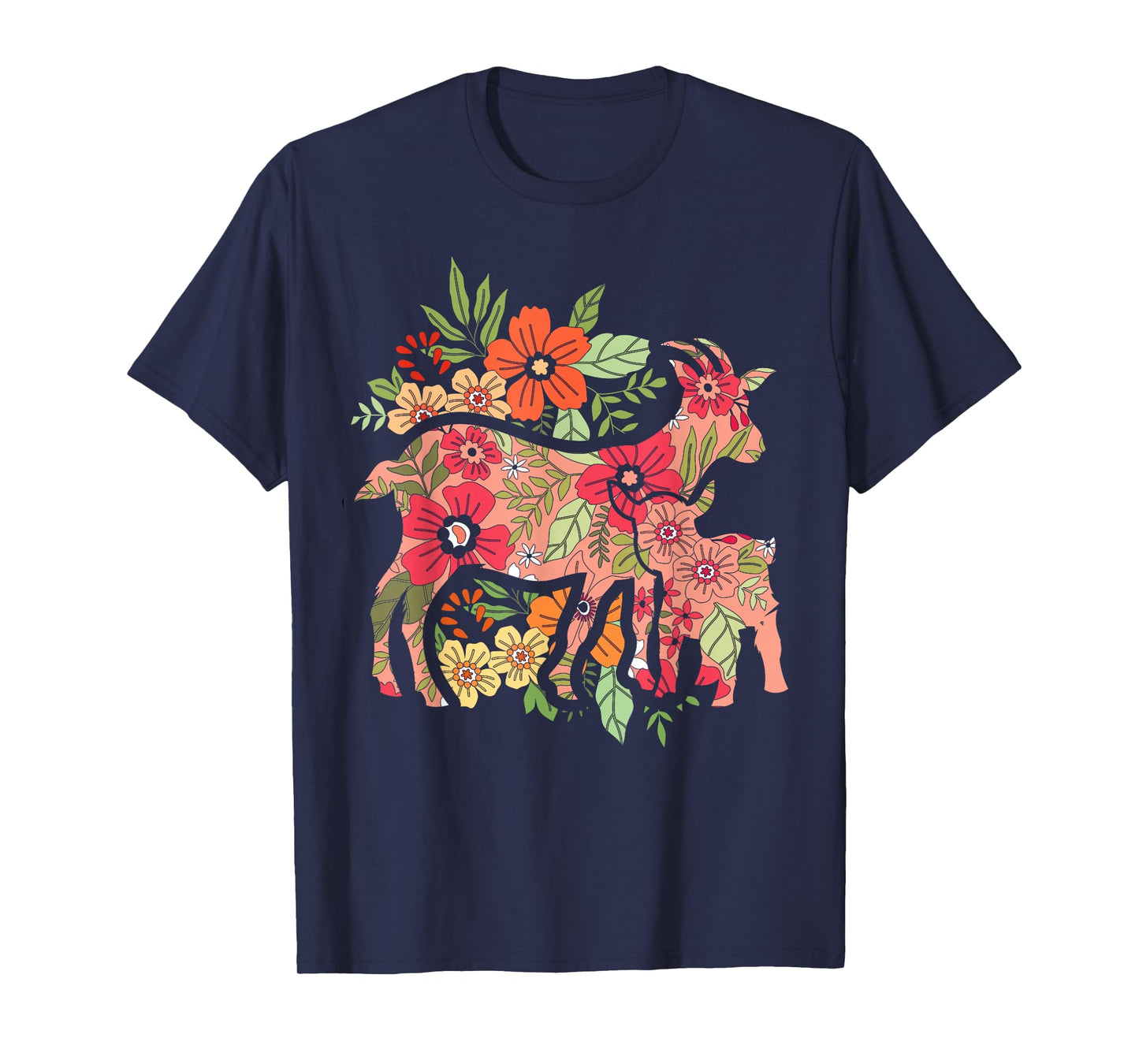 Agriculture Farm Animal Flowers Vintage Goat T-Shirt