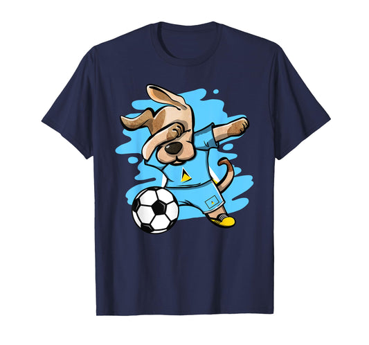 Dabbing Dog Saint Lucia Soccer Fans Jersey Saint Lucian Flag T-Shirt for Men Women Girls Kids