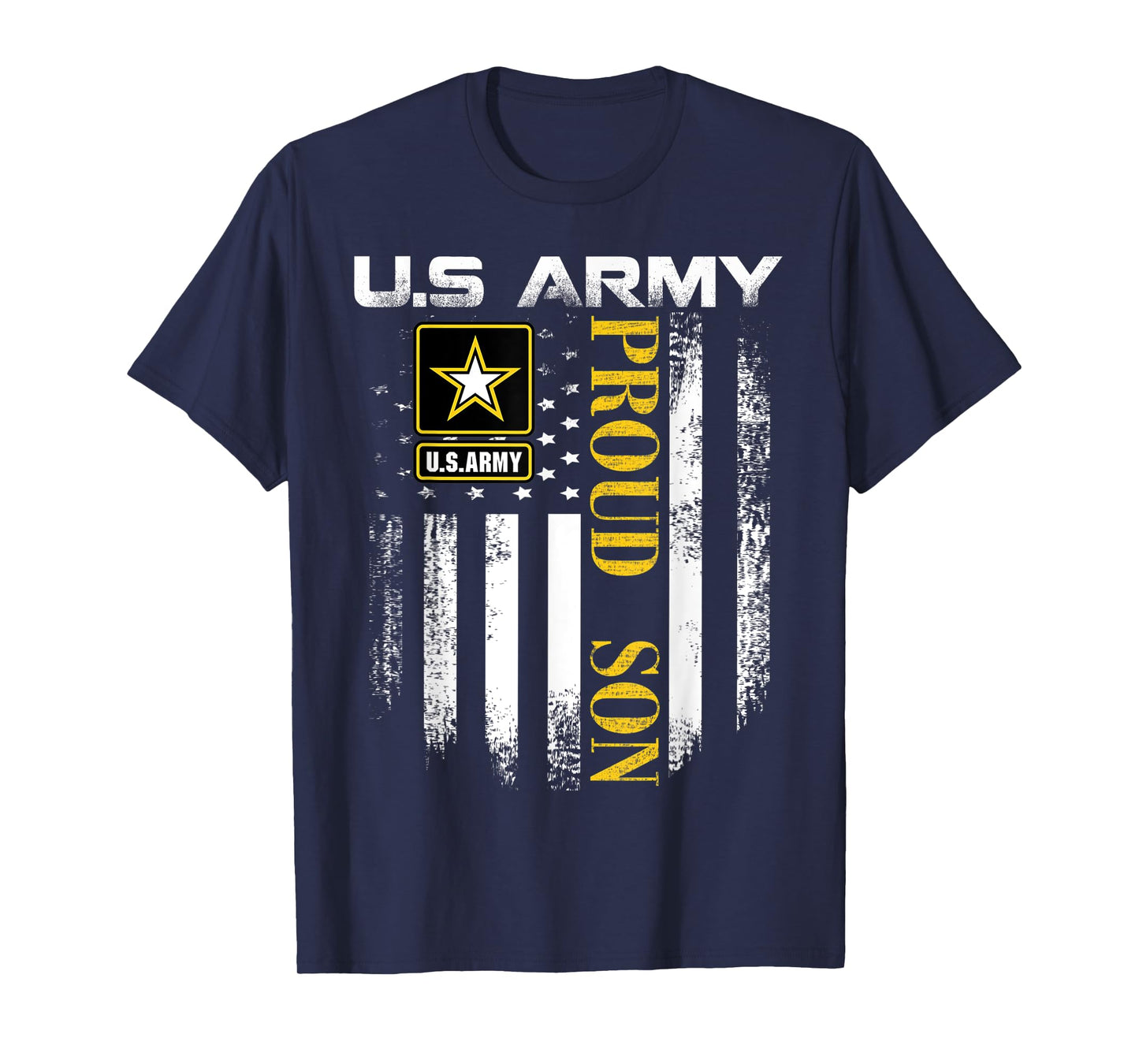 Vintage U.S. Army Proud Son With American Flag Gift T-Shirt for Women Kids Men