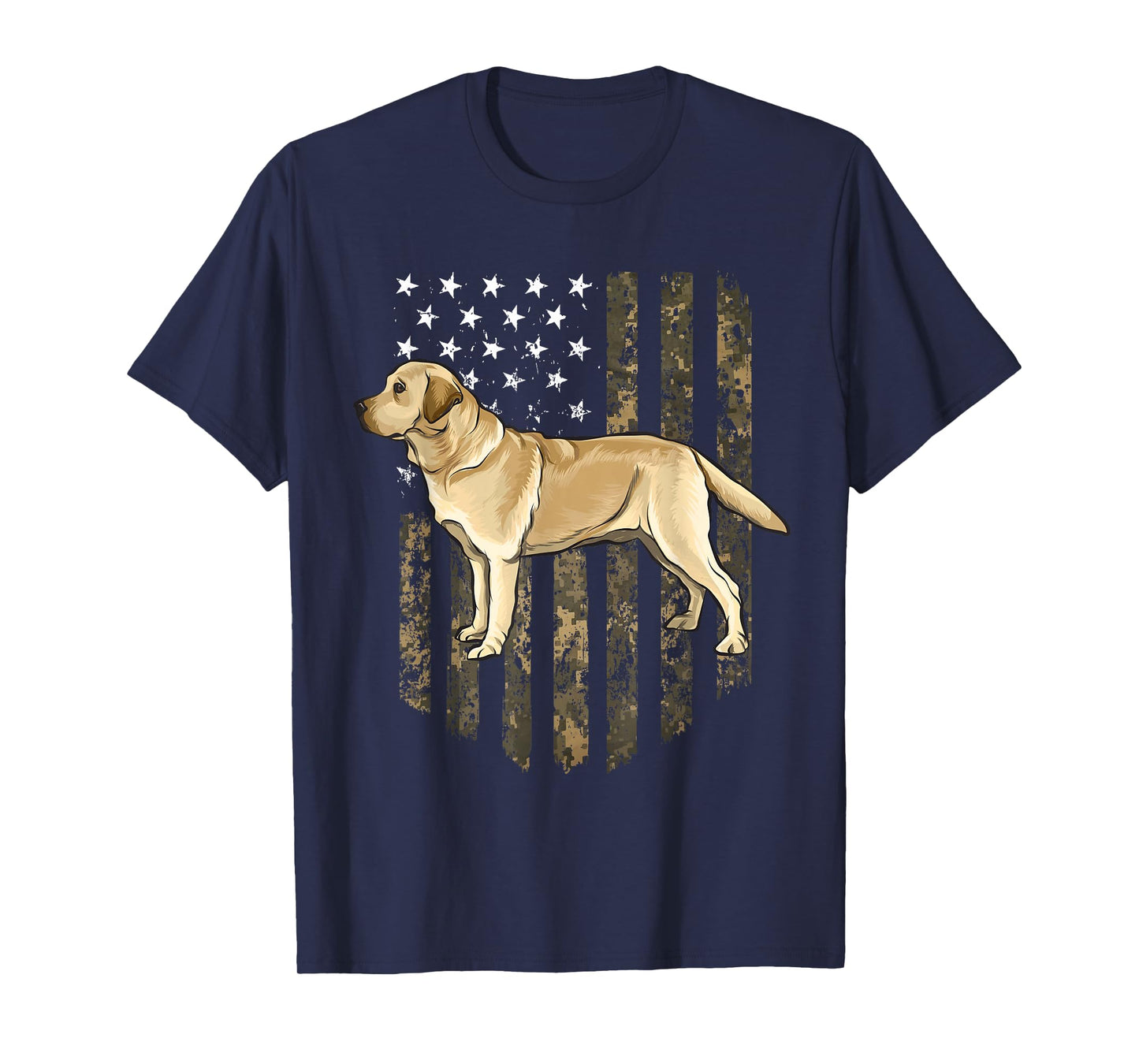 Camo American Flag Yellow Labrador Retriever 4th of July USA T-Shirt