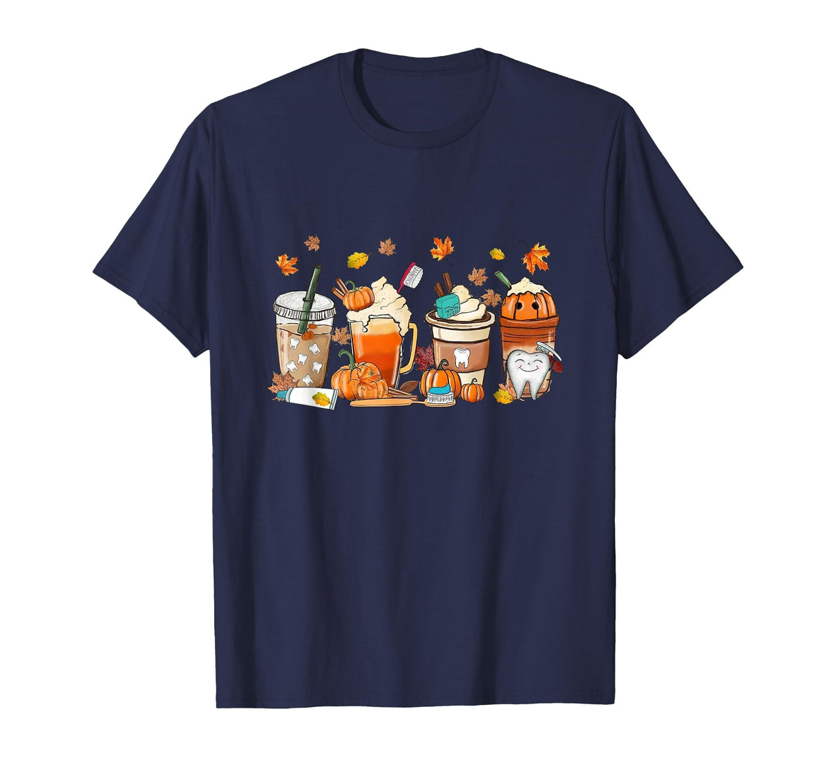 Retro Fall Coffee Dentist Tooth Thankful Dental Hygienist T-Shirt