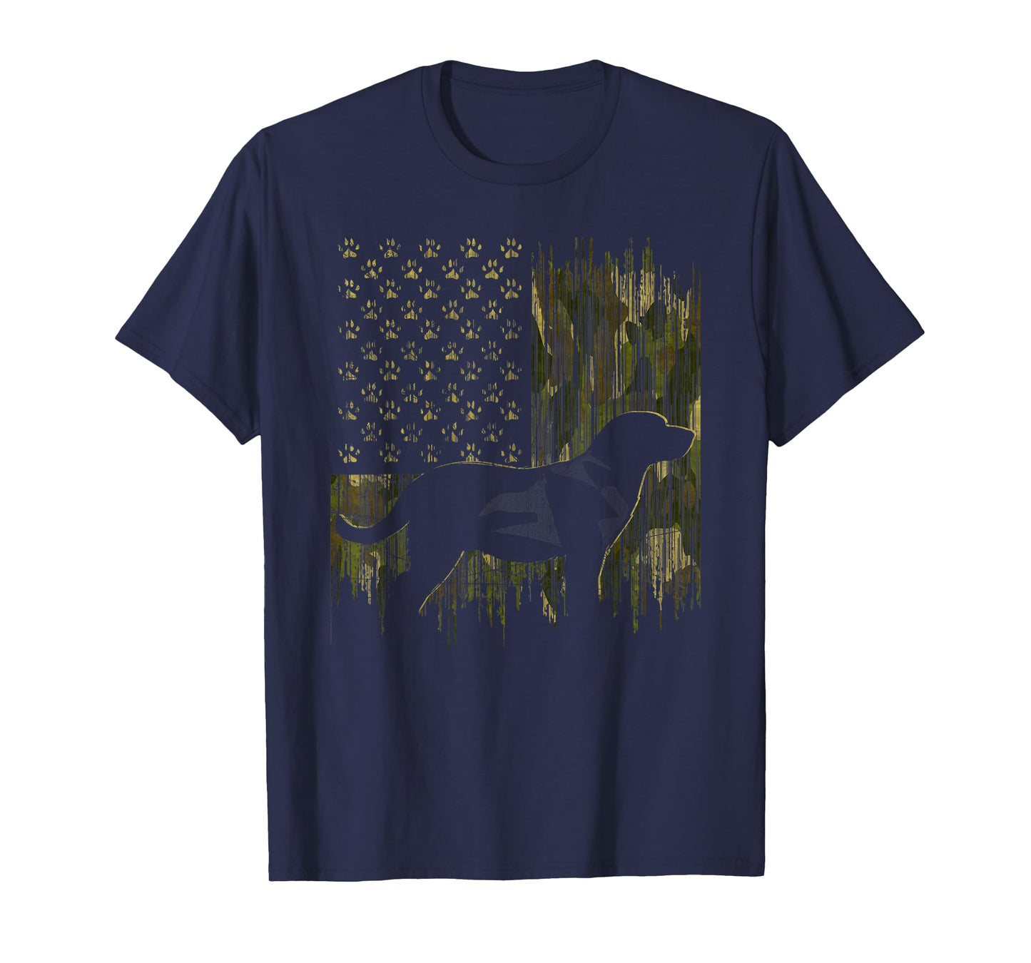 Vintage Camouflage USA Flag Love Labrador Dog Lab Silhouette T-Shirt