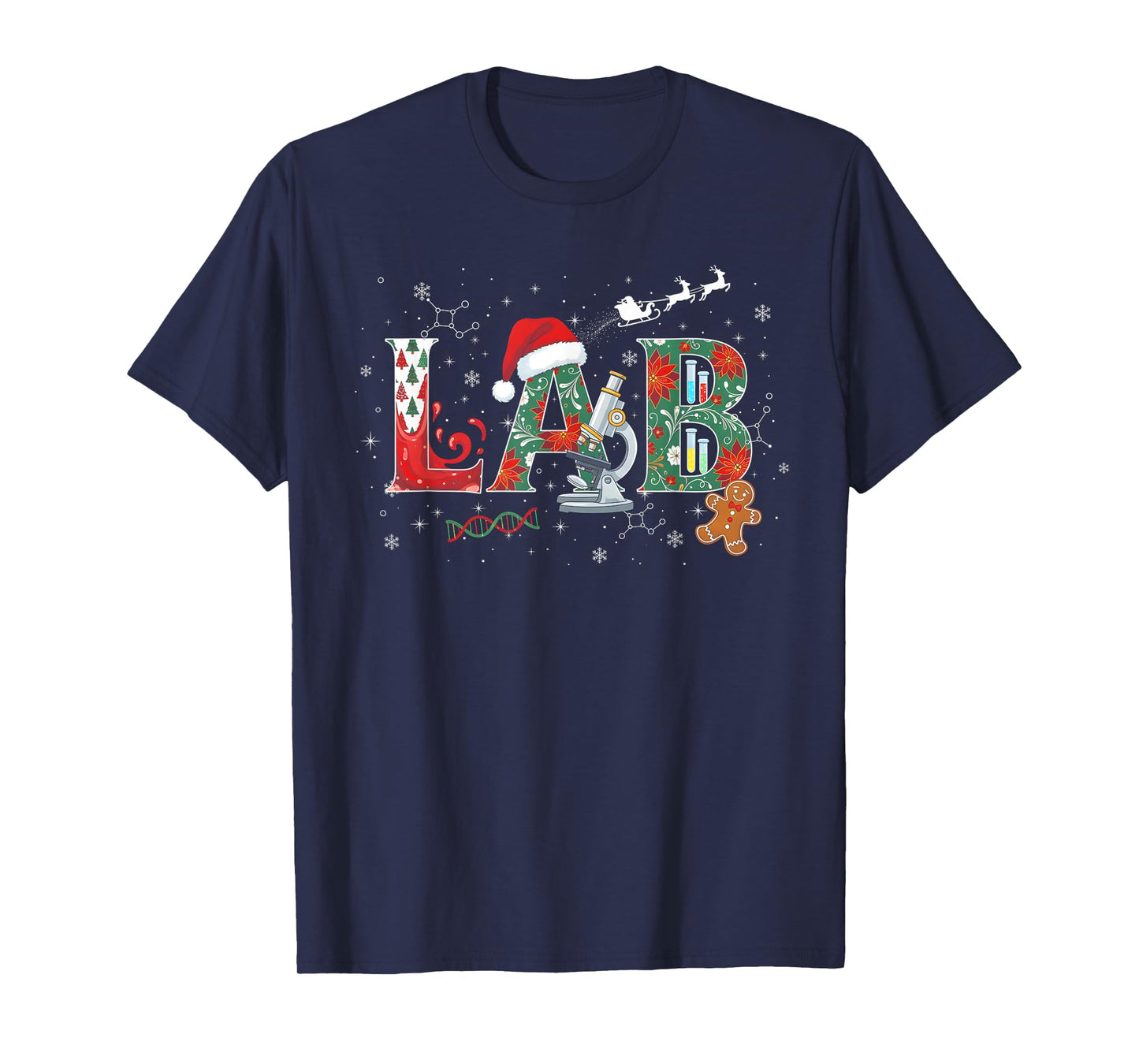Lab Christmas Laboratory Technician Science Xmas Scientist T-Shirt