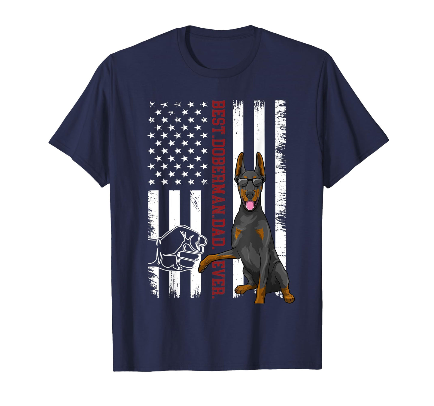 Doberman Pinscher Dad Dog American Flag Outfit for Men T-Shirt