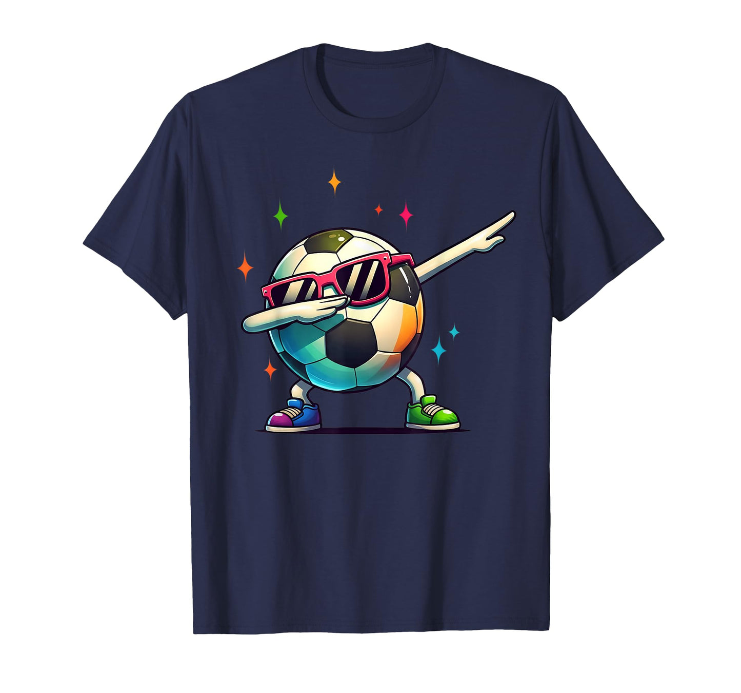 Soccer Ball Dabbing Sunglasses Soccer Player Kids Boys Men T-Shirt