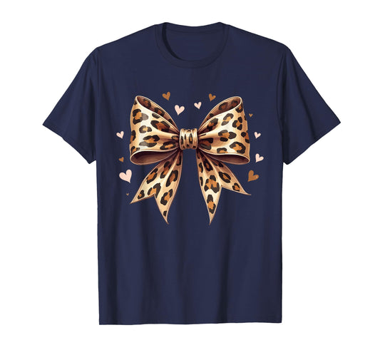 Coquette Bow Leopard Pattern For A Woman & Girls T-Shirt