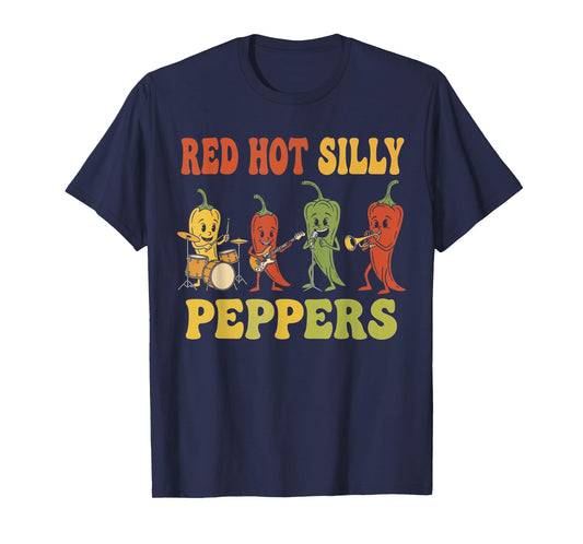 Funny Spicy Red Hot Silly Peppers Band Retro Pepper Music T-Shirt