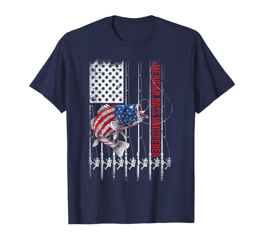 American Flag Bass Whisperer Fisherman T-Shirt