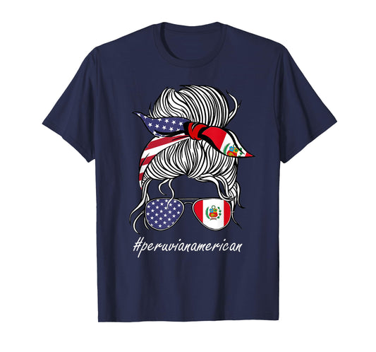 Peru Heritage American Grown Women Girl Peru Flag T-Shirt