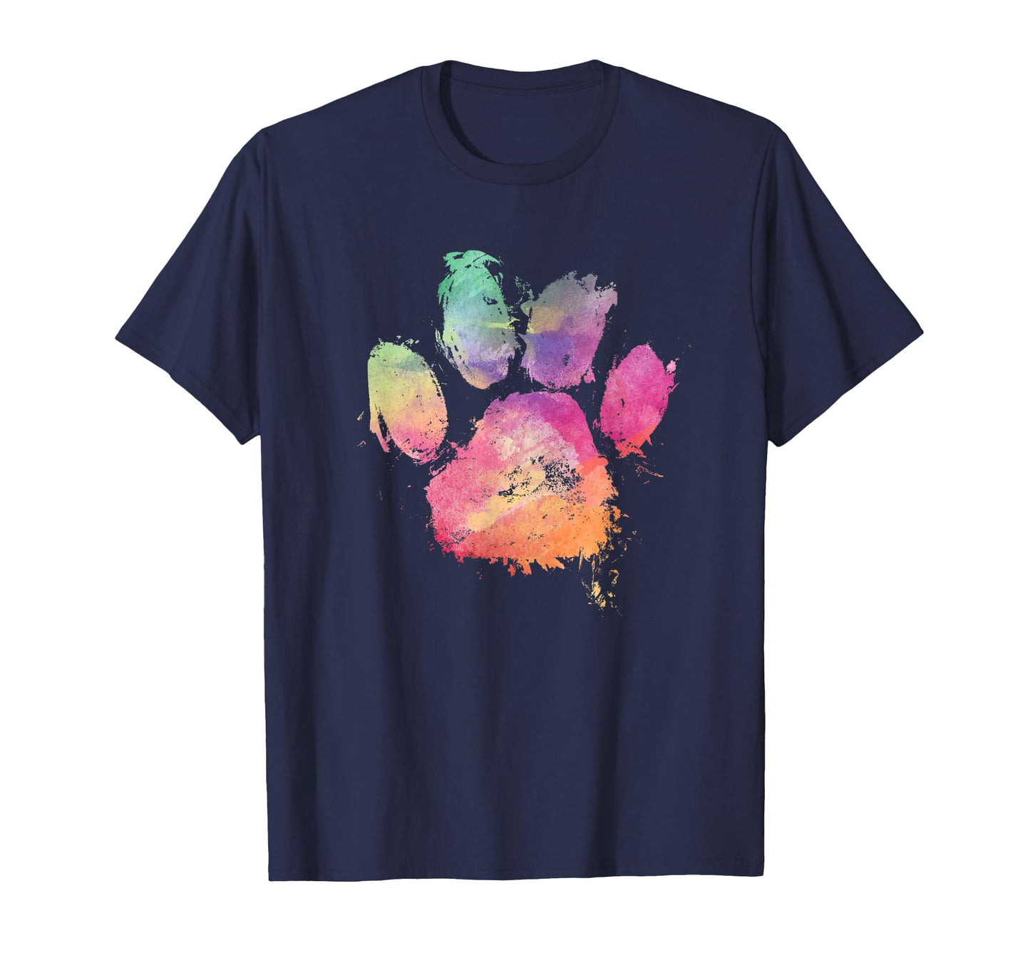 Cat Dog Paw Print Watercolor Rainbow Abstract Animal Lover T-Shirt
