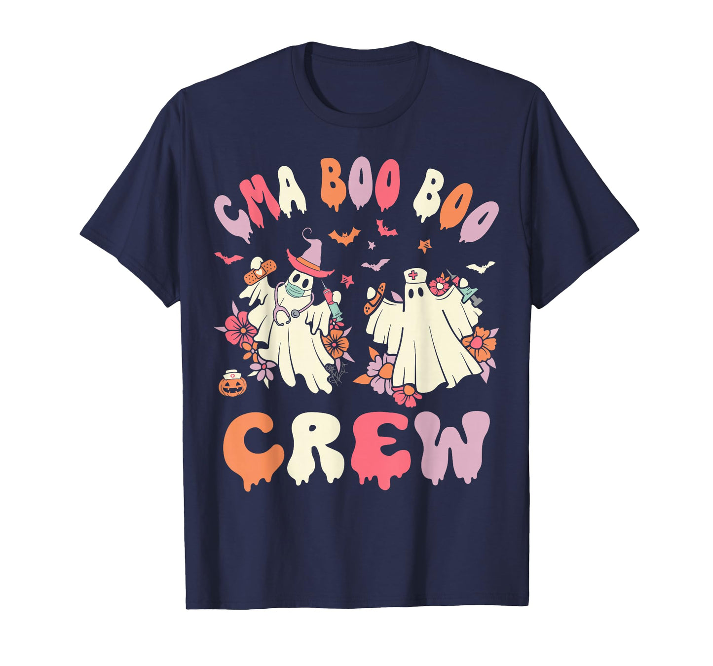CMA Boo Crew Retro Halloween Ghost Nurse T-Shirt