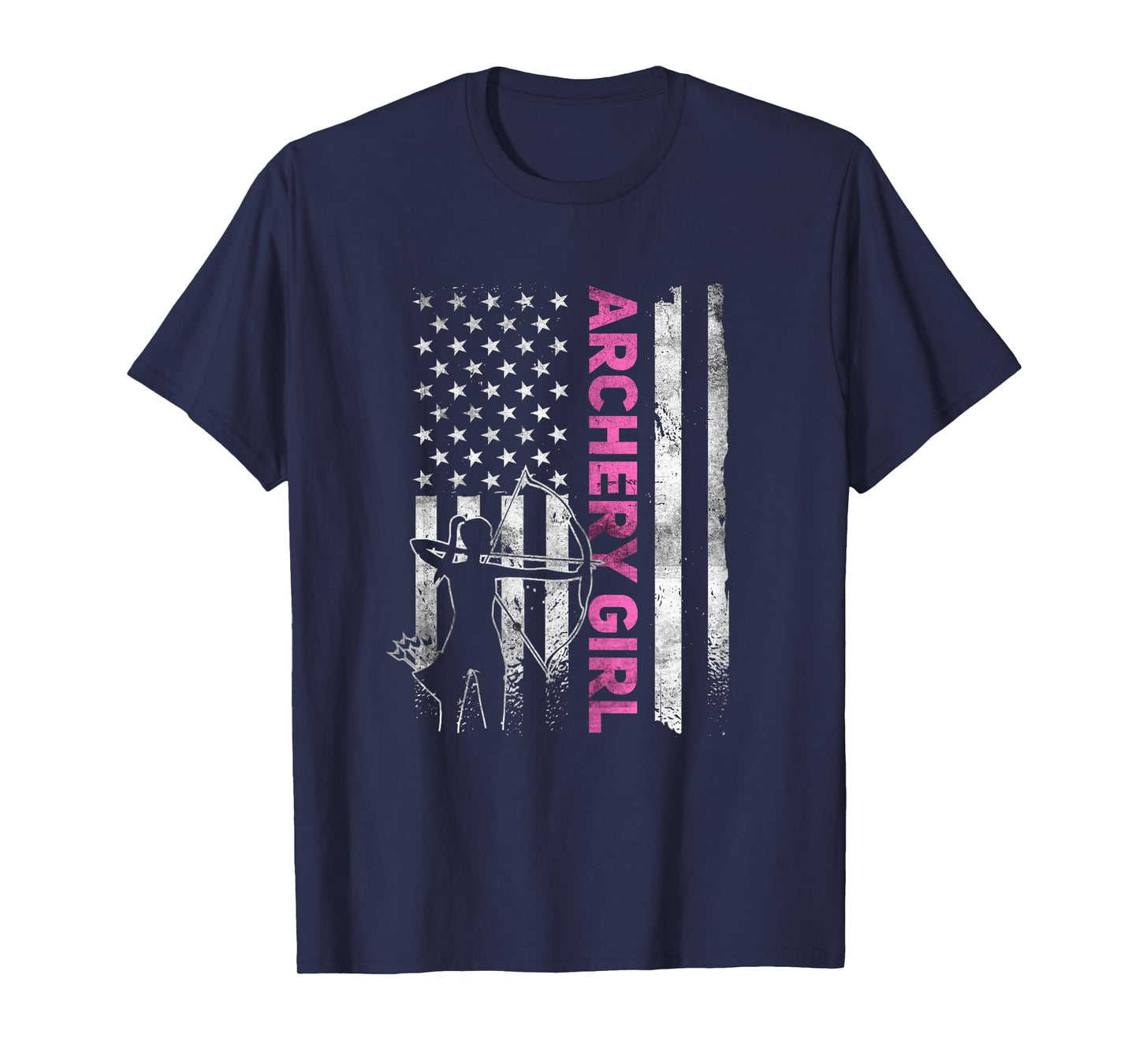 Retro American Archery Girl Apparel US Flag Female Archer T-Shirt