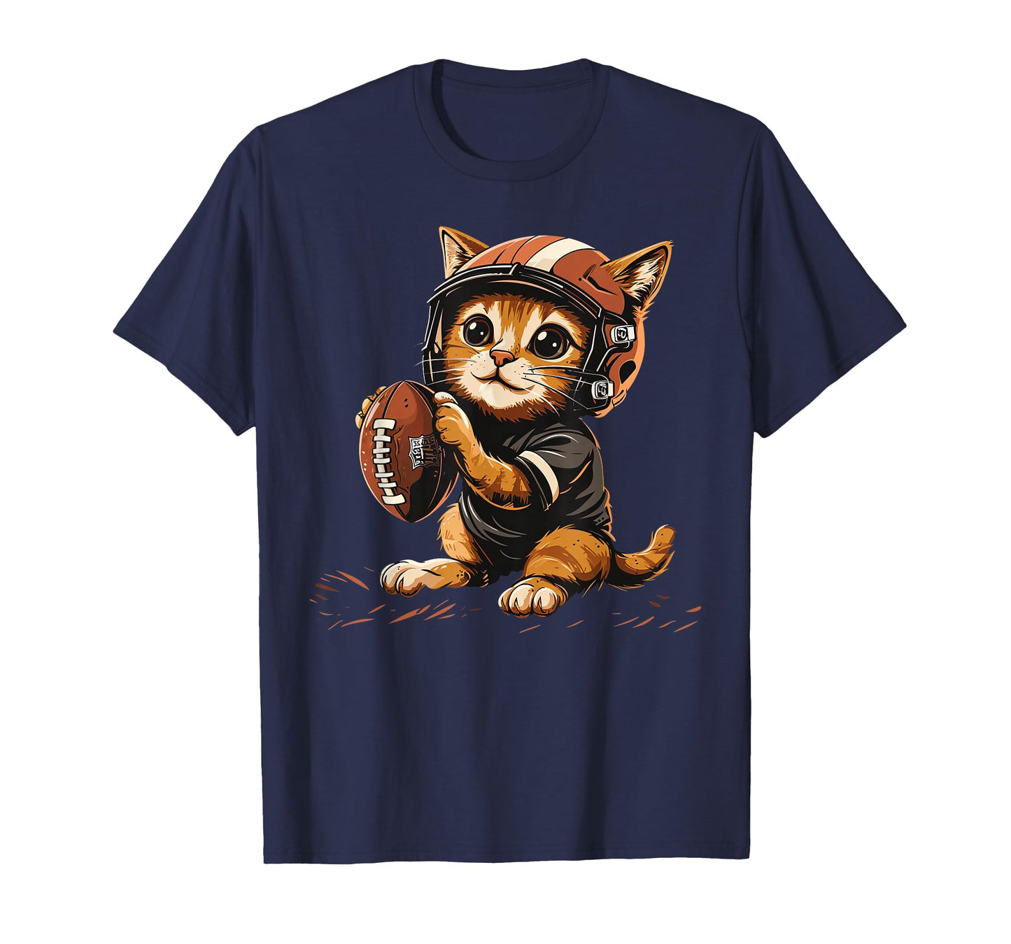 Cute Football Cat on Football player T-Shirt for Men Women Kids