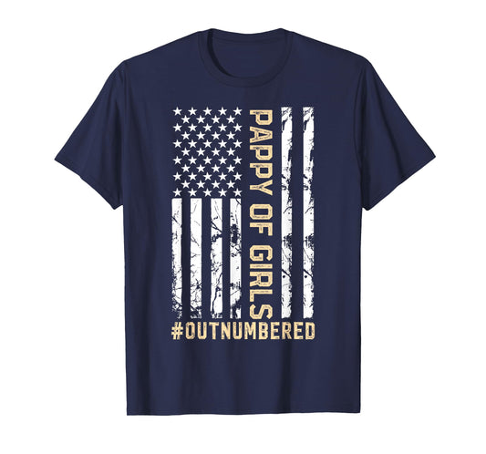 American Flag Father's Day Pappy Of Girls Outnumbered T-Shirt