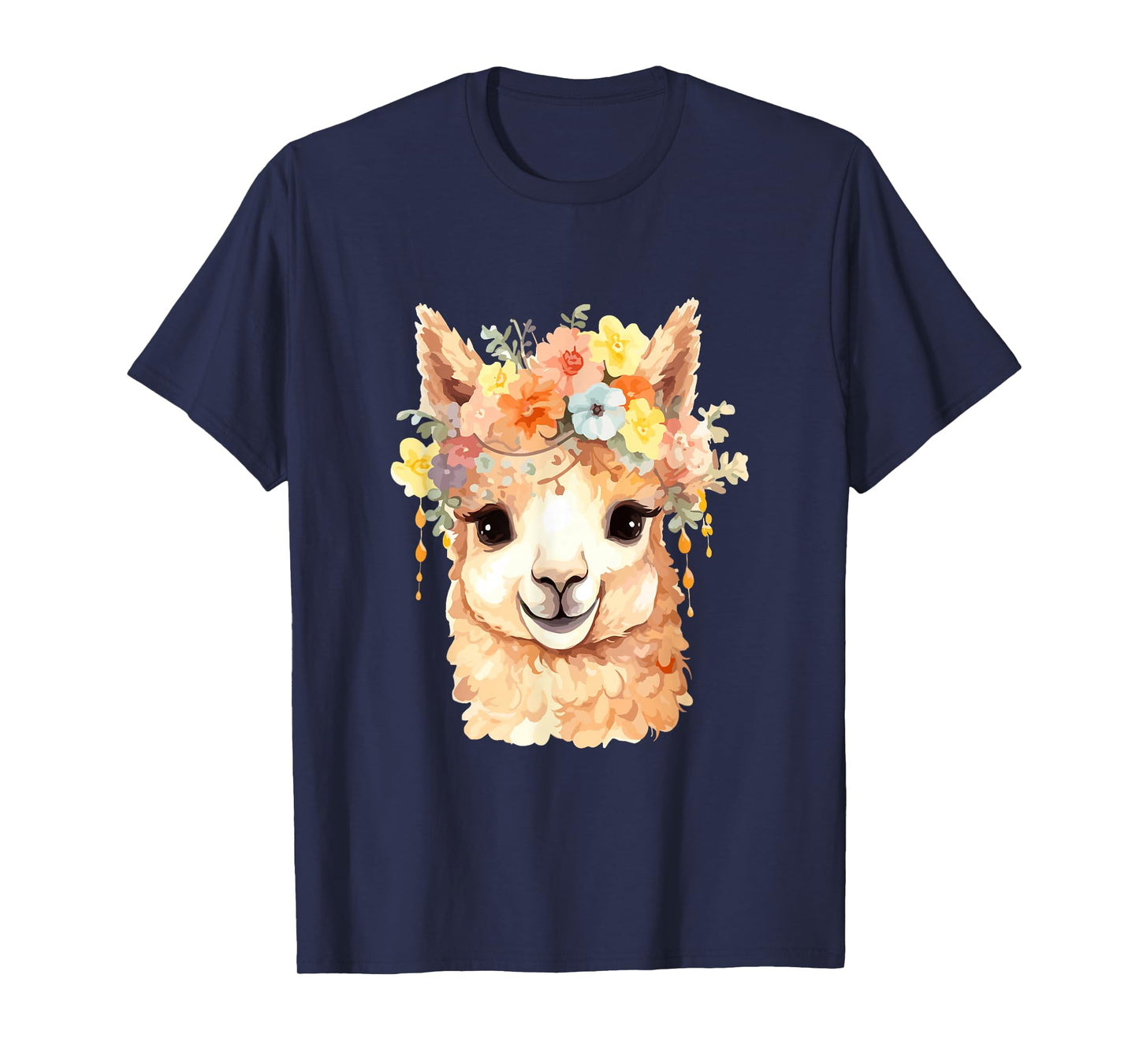 Alpaca with flowers, cute alpaca and llama T-Shirt