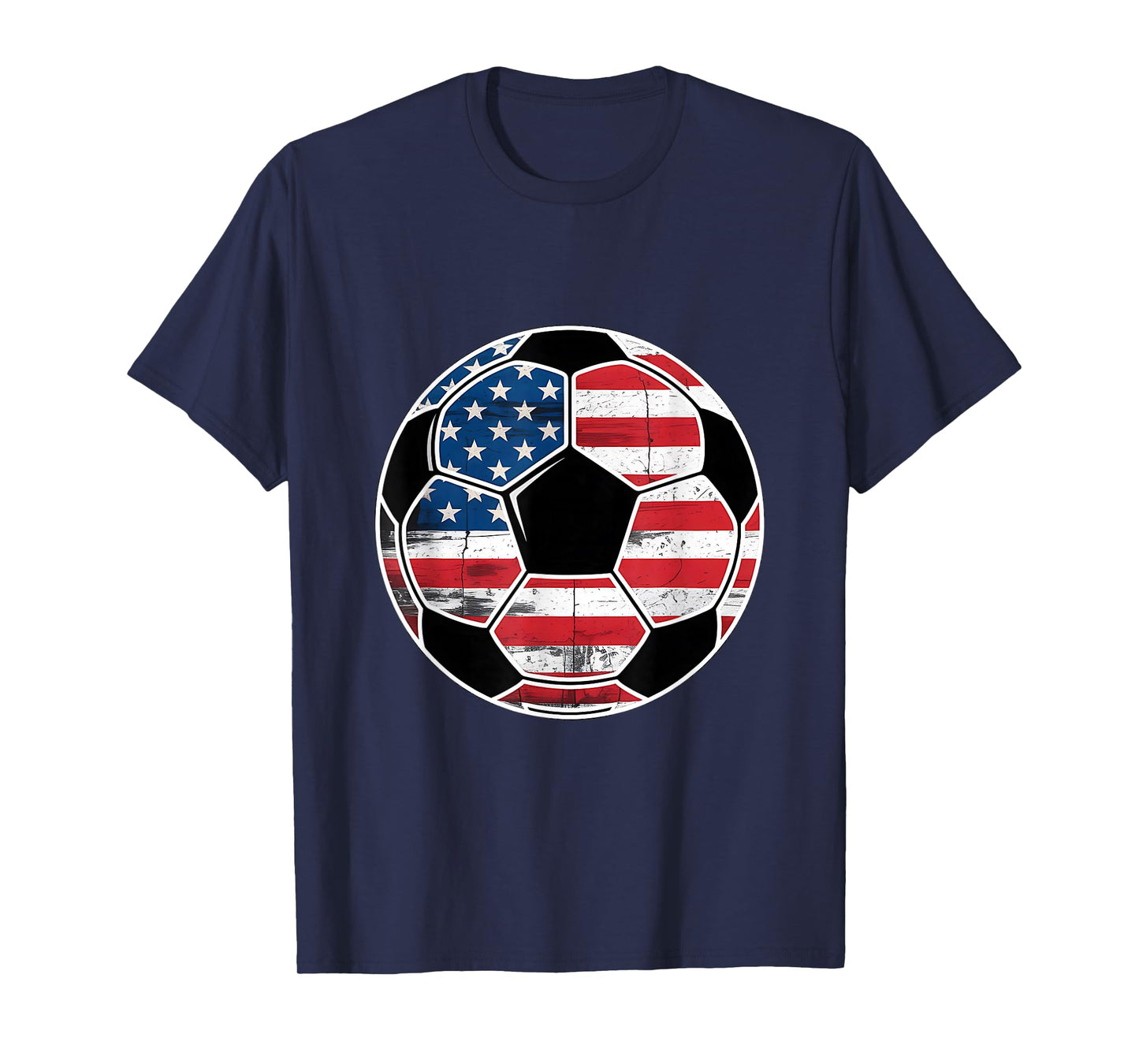 American Flag on Soccer Ball Boys Men Soccer Ball Flag T-Shirt
