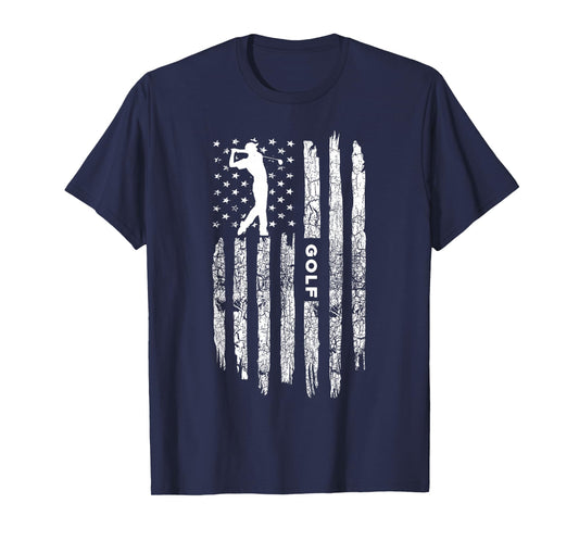 American Flag Golf Clothing - Golfer Vintage Golf T-Shirt Small