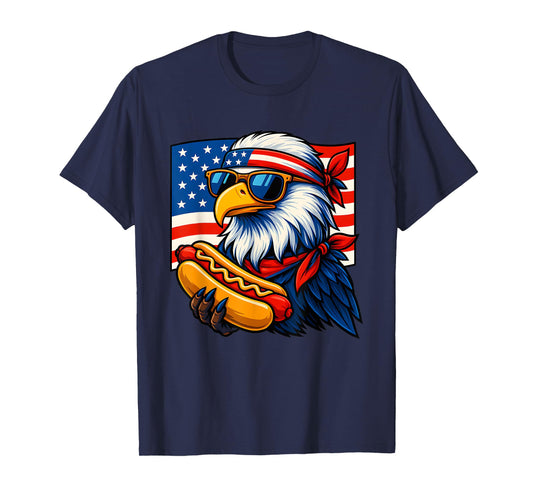Blad Eagle with American Flag and Hotdog for 4th of july T-Shirt