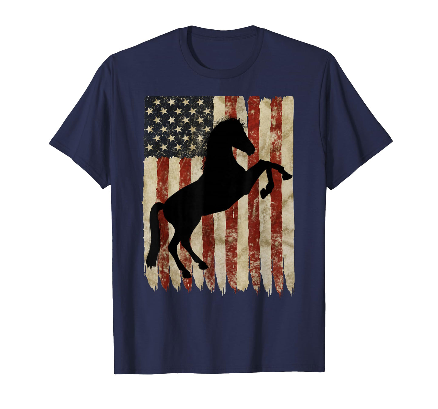 Horse Rider American Flag USA Patriotic Stallion Equestrian T-Shirt