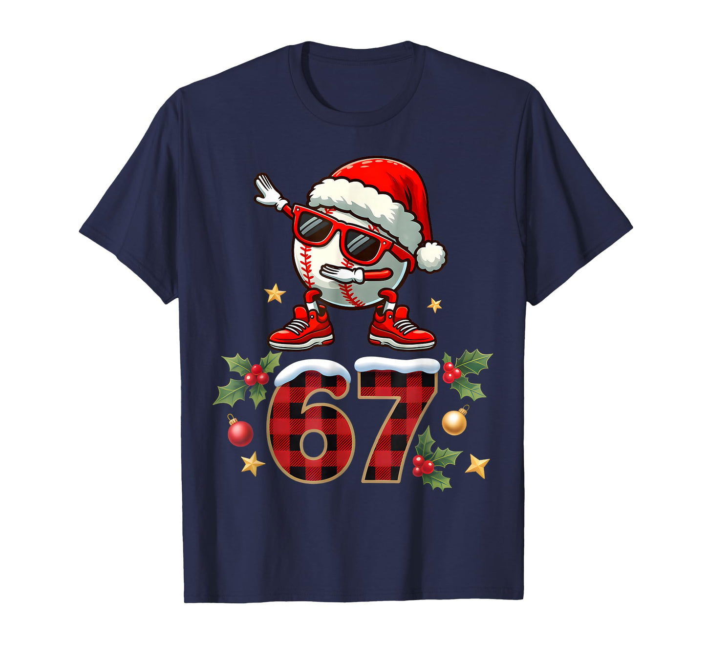 67 Six Seven Meme Christmas Baseball Dabbing Men Boy Kids T-Shirt