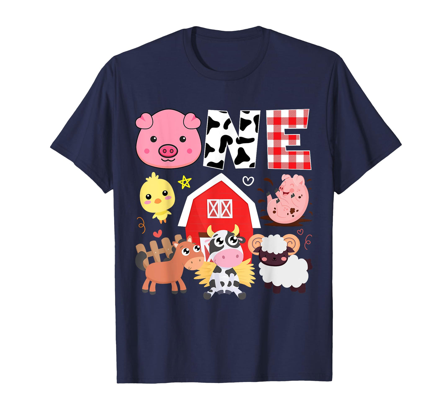 1st Birthday One Year Old Farm Theme Animals Birthday Party T-Shirt