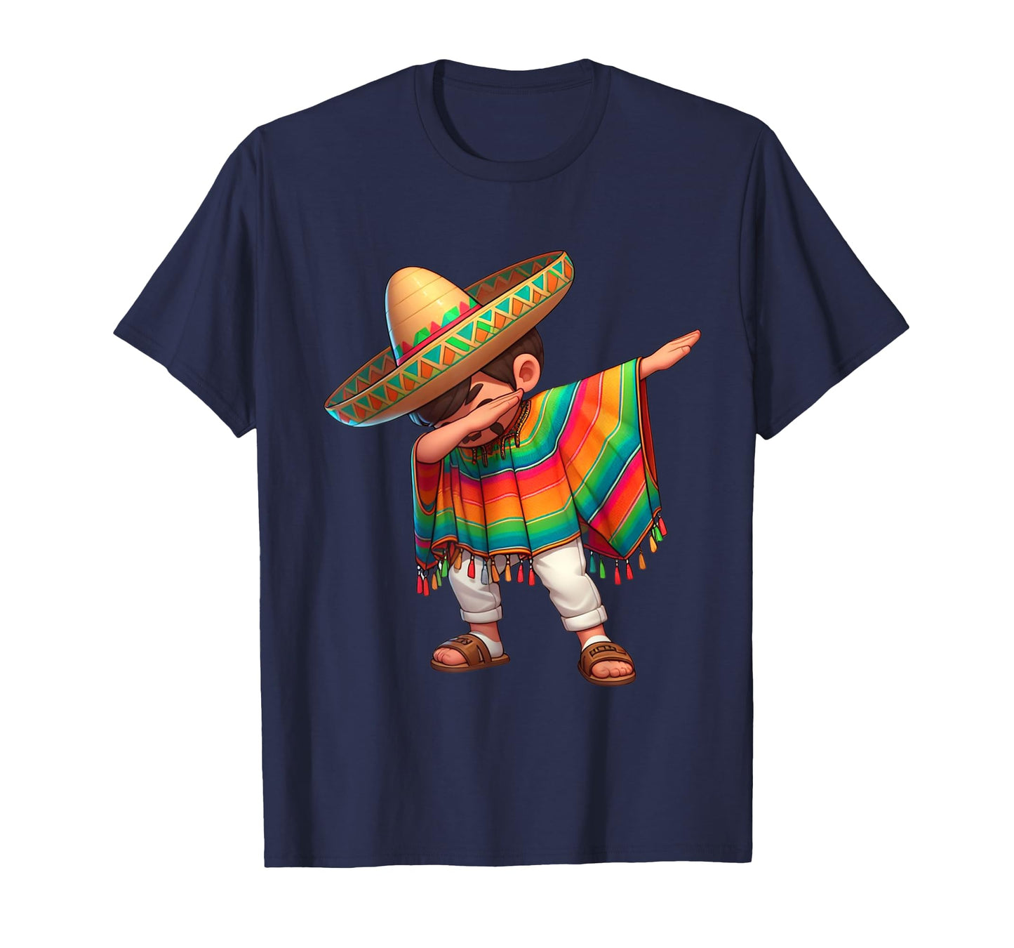 Dabbing Mexican Poncho Cinco de Mayo Boys Men Sombrero Dab T-Shirt