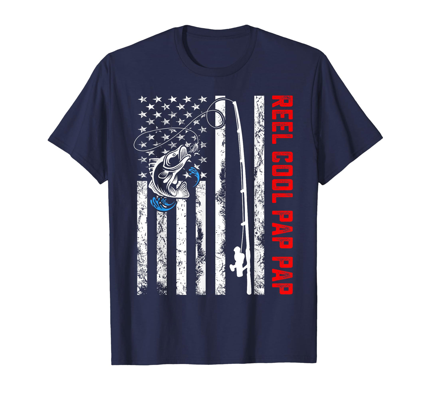 Reel Cool Pap Pap Shirt American Flag Fishing Birthday Gifts T-Shirt