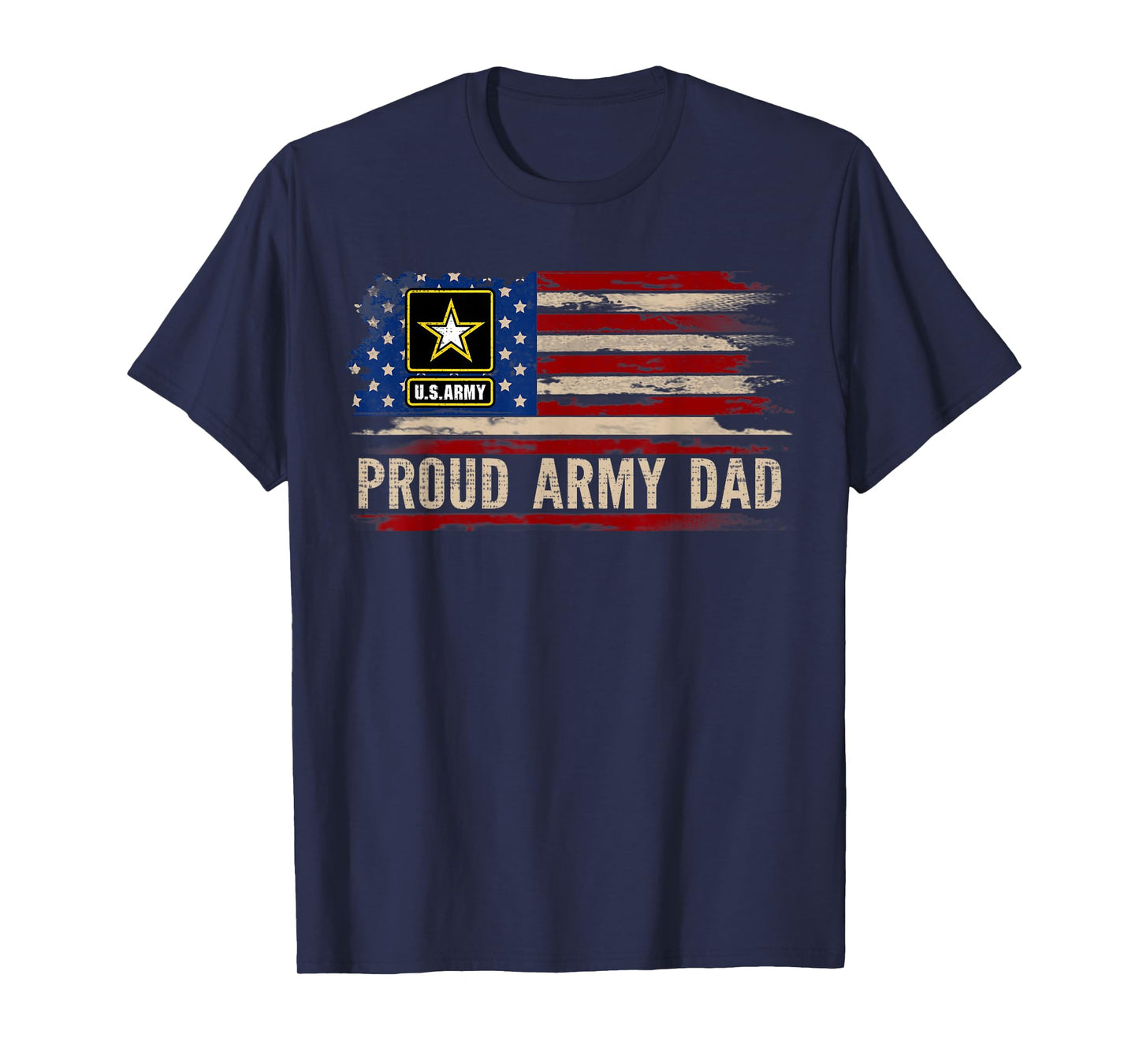 Vintage Proud Army Dad American Flag Veteran Gift T-Shirt