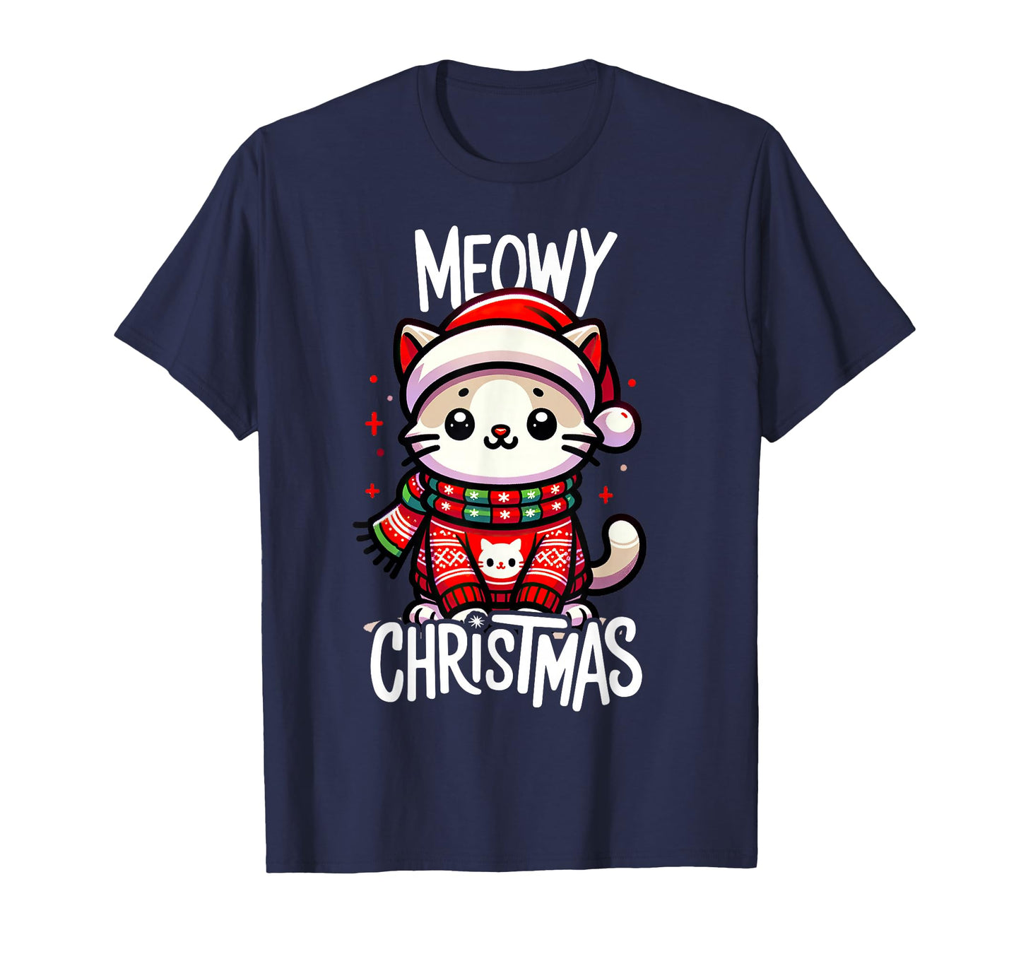 Meowy Christmas Cat Lover Funny Festive Holidays Cute Kitten T-Shirt