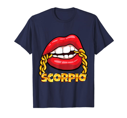 Juicy Lips Gold Chain Scorpio Zodiac Sign T-Shirt