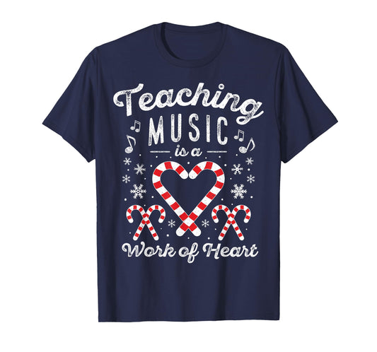 Christmas Candy Cane Work of Heart Choir Band Music Teacher T-Shirt