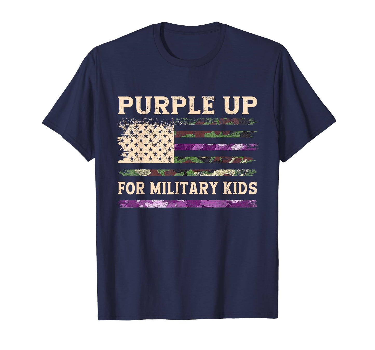 Purple Up for Military Kids Military Child Month USA Flag T-Shirt