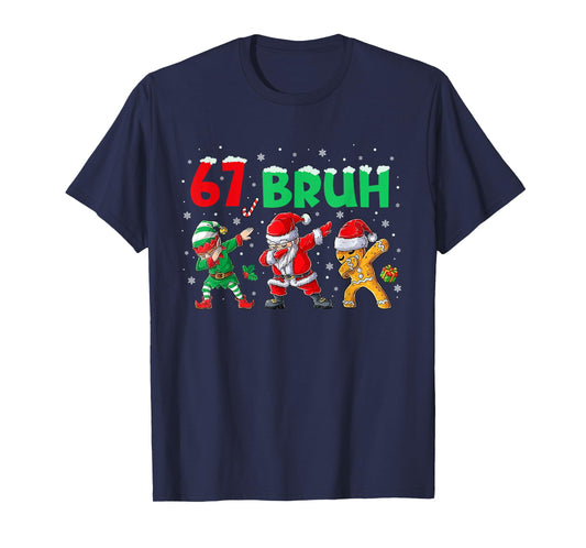 Dabbing Santa Elf 67 Meme 6 7 Christmas Six Seven Bruh T-Shirt