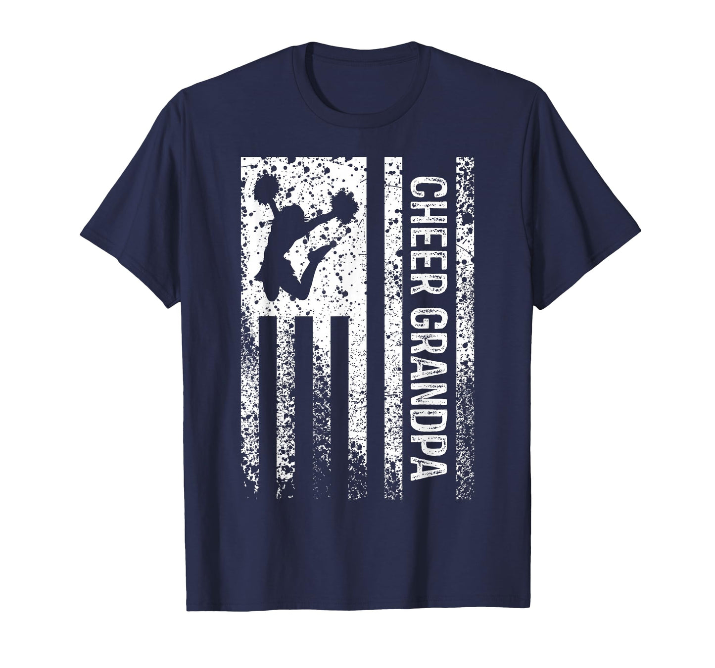 Cheer Grandpa Vintage American Flag Cheerleader Squad T-Shirt