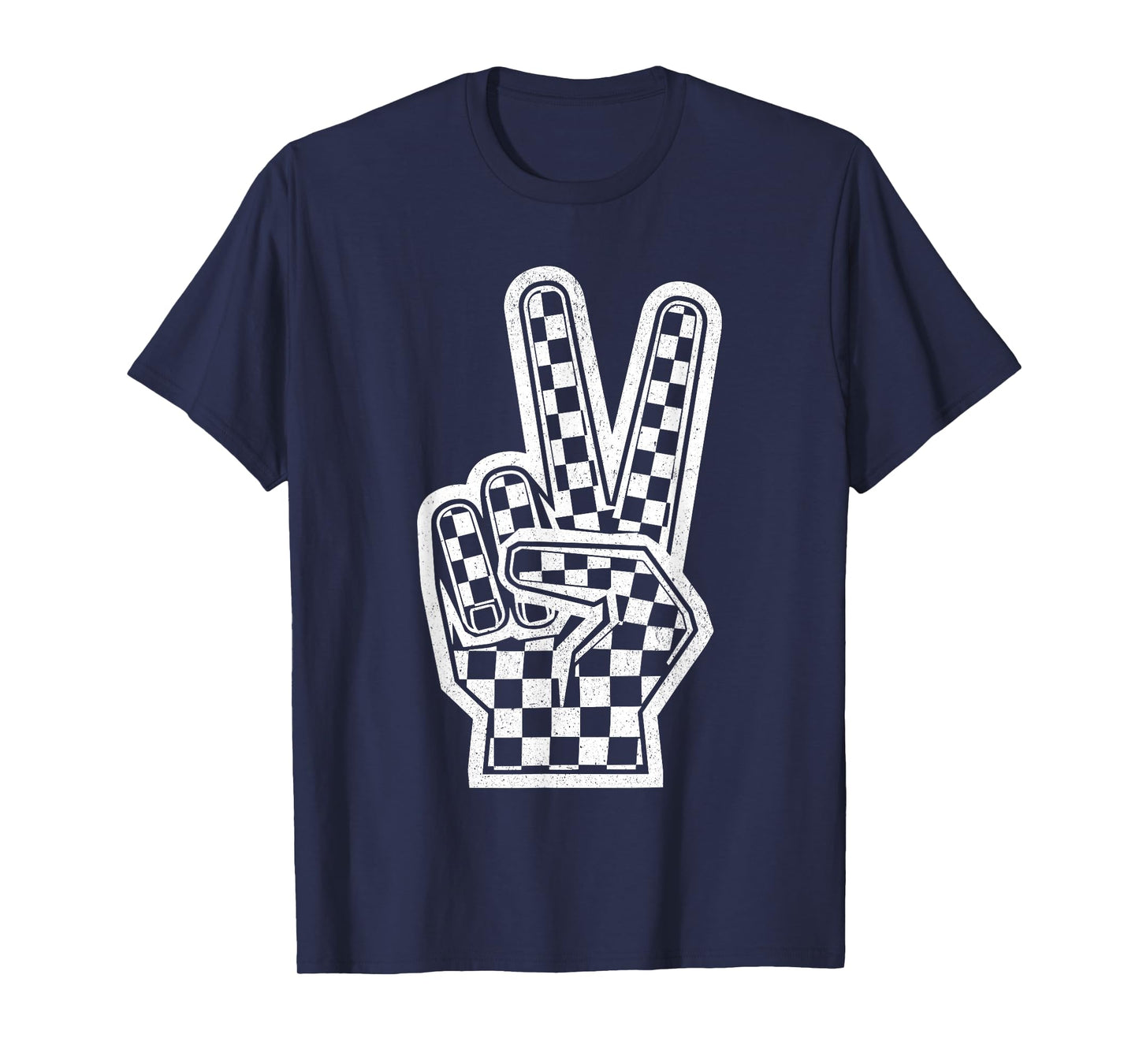 Checkered Peace Sign Shirt Vintage Racing Flag Kids Boy Girl T-Shirt