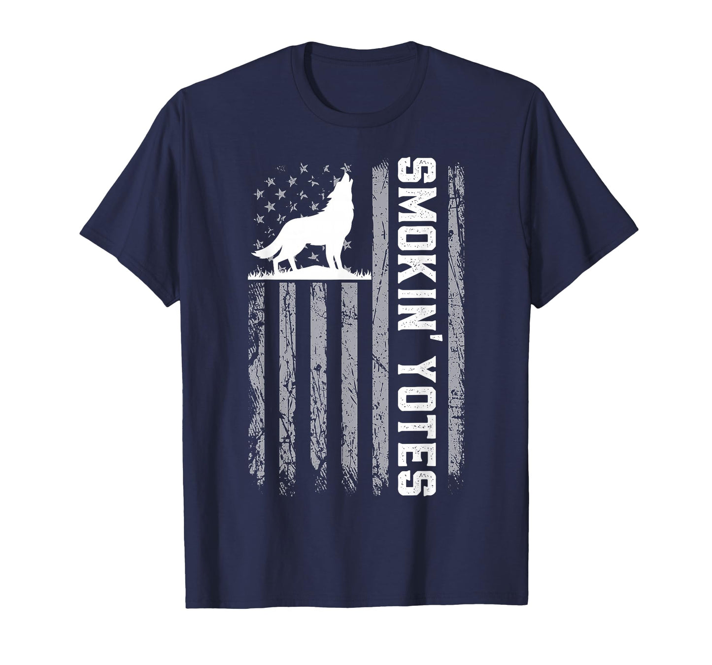 Smokin' Yotes USA Flag Coyote Hunting Patriotic Men Graphic T-Shirt