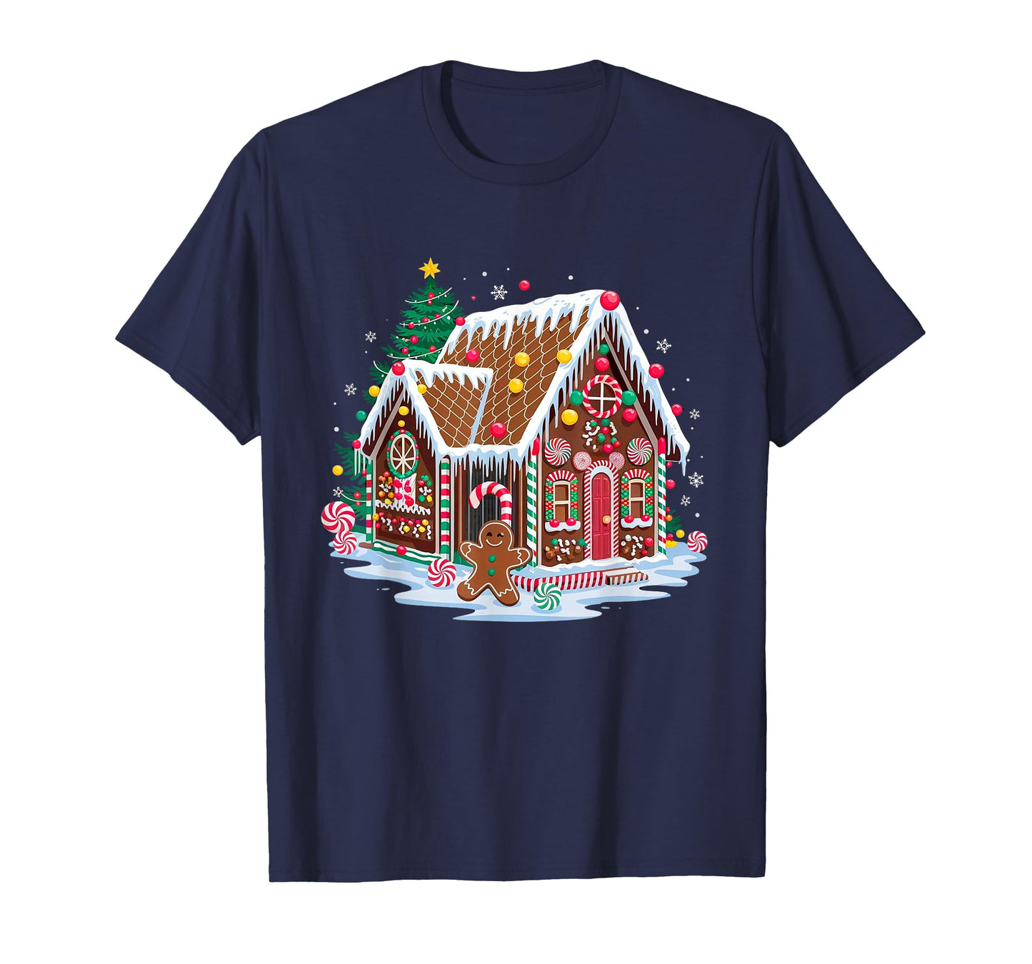 Christmas Gingerbread House Candy Cane X-Mas Pajamas Party T-Shirt