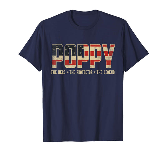 Poppy Protector Hero Legend USA Flag Poppy Father's Day T-Shirt