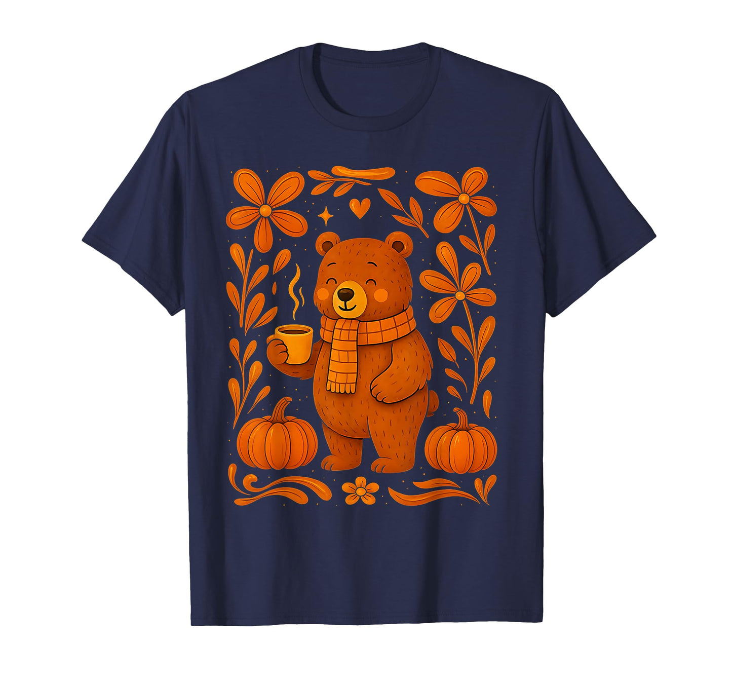 Cute Bear Fall Autumn Season Pumpkin Halloween Vibes T-Shirt